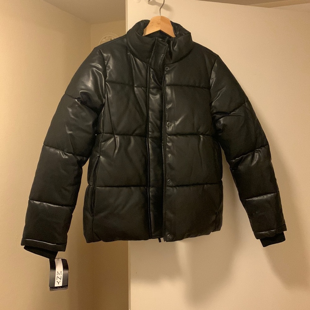 Andrew Marc Faux Leather Puffer